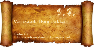 Vanicsek Henrietta névjegykártya